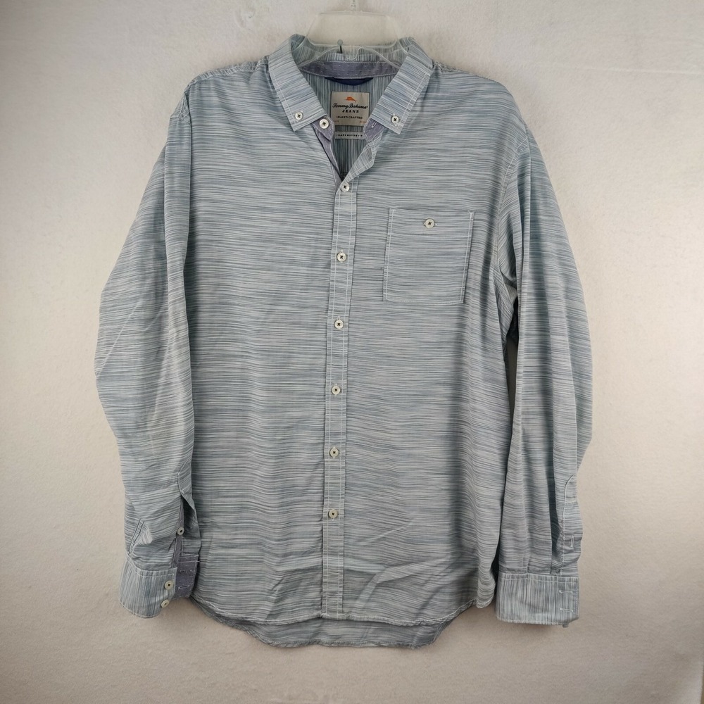 Tommy Bahama Men's 100% Cotton Striped Casual Button Up Shirt Large